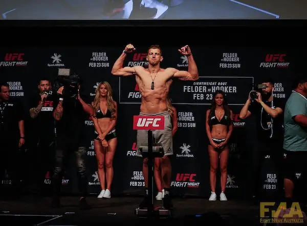 Dan Hooker weighs in at UFC Auckland (Photo: Chad Wood)