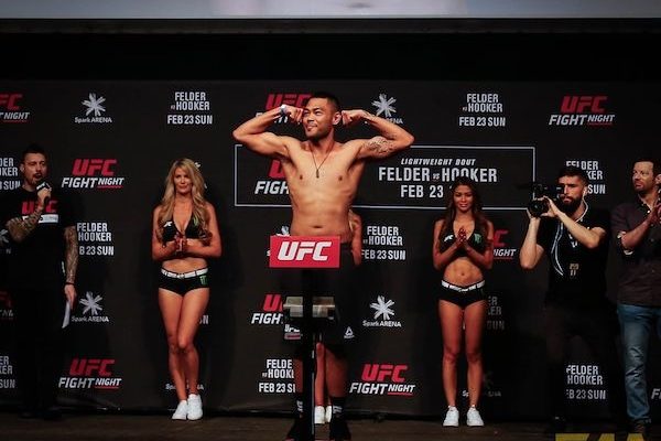 Joshua Culibao weighs in at UFC Auckland (Photo: Chad Wood)