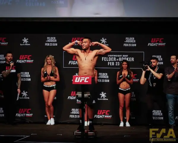 Joshua Culibao weighs in at UFC Auckland (Photo: Chad Wood)