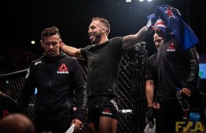 Brad Riddell celebrates victory at UFC Auckland (Photo: Chad Wood)