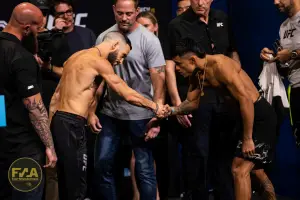 UFC 284 Ceremonial Weigh-Ins - Shannon Ross vs. Kleydson Rodrigues (Photo: Callum Cooper for Fight News Australia)