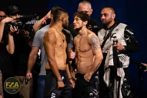 UFC 284 Ceremonial Weigh-Ins - Joshua Culibao vs. Melsik Baghdasaryan (Photo: Callum Cooper for Fight News Australia)