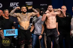 UFC 284 Ceremonial Weigh-Ins - Tyson Pedro vs. Modestas Bukauskas (Photo: Callum Cooper for Fight News Australia)