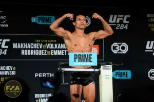UFC 284 Official Weigh In - Kleydson Rodrigues (Photo: Callum Cooper / Fight News Australia)