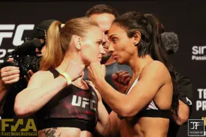 Valentina Shevchenko (c) vs. Taila Santos at UFC 275 weigh-in